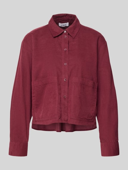 s.Oliver RED LABEL Boxy Fit Cordbluse aus Baumwoll-Viskose-Mix Bordeaux 2
