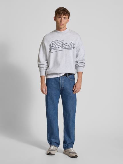 BLKVIS Sweatshirt mit gerippten Abschlüssen Hellgrau Melange 1