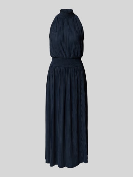 Samsøe Samsøe Midi-jurk met plissévouwen en opstaande kraag model 'UMA' Marineblauw - 2