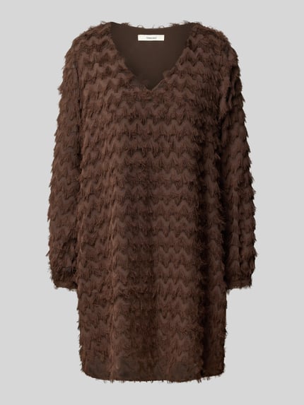 Selected Minikleid mit strukturierter Oberfläche Dunkelbraun 1