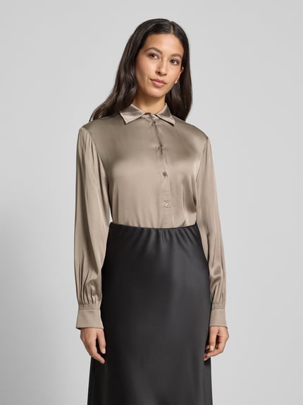 Emily Van den Bergh Regular Fit Bluse aus Viskose mit Knopfleiste Mittelbraun 4