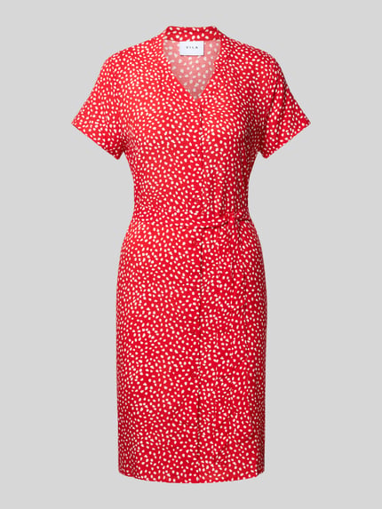 VILA Knielange jurk van viscose met strikceintuur Rood - 2