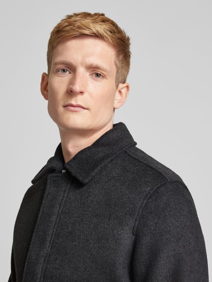 Jake*s Studio Men Overhemdjack met platte kraag Antraciet gemêleerd - 3