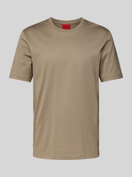 HUGO T-shirt z okrągłym dekoltem model ‘Dimerstee’ Jasnobrązowy 2