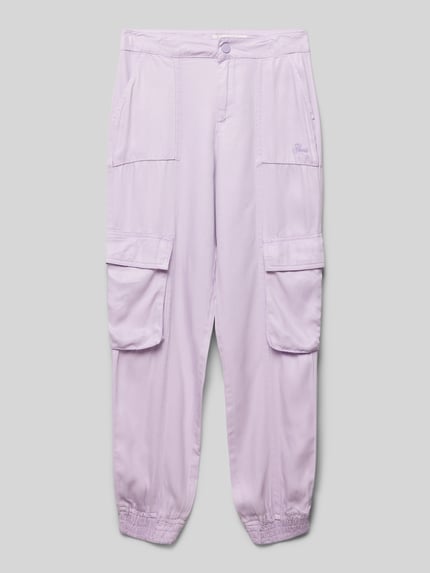 GUESS Baggy fit cargobroek met labelstitching Lila - 1