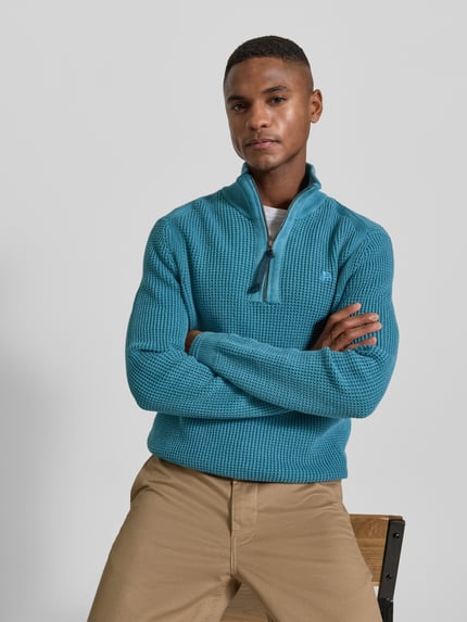 LERROS Slim Fit Troyer in Strick-Optik Aqua 3