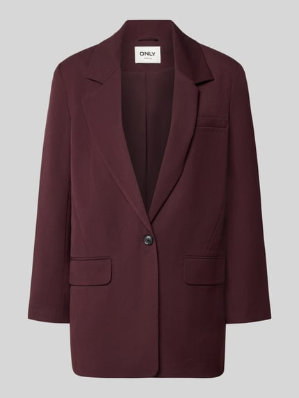 Produktfoto, Regular Fit Longblazer mit 1-Knopf-Verschluss von ONLY, bordowy, gładka faktura, prosty krój, damski Longblazer od ONLY