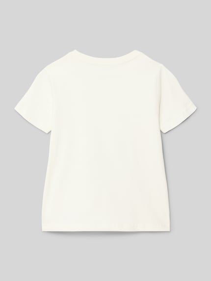 Produktfoto, Regular Fit T-Shirt aus reiner Baumwolle von Polo Ralph Lauren Kids in Unifarbe, Kurzarm, Rundhals, fein gerippte Struktur.
