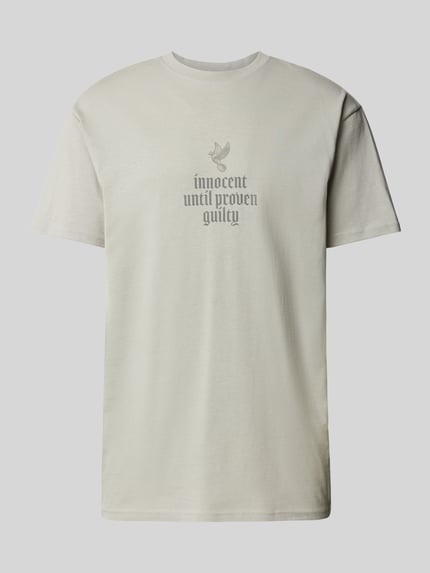 Mister Tee Oversize’owy T-shirt z nadrukiem z przesłaniem Jasnoszary 2