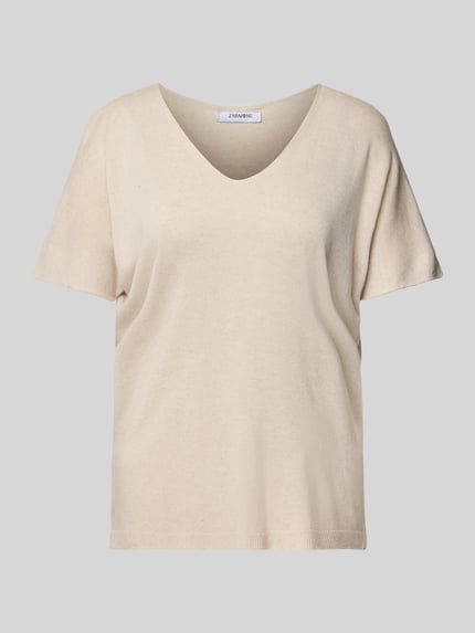 ZABAIONE T-Shirt mit V-Ausschnitt Beige 2