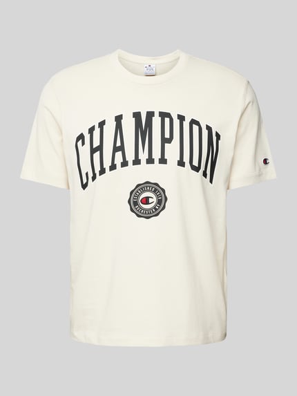 Champion T-shirt z nadrukiem z logo model 'Bookstore' Złamany biały 2