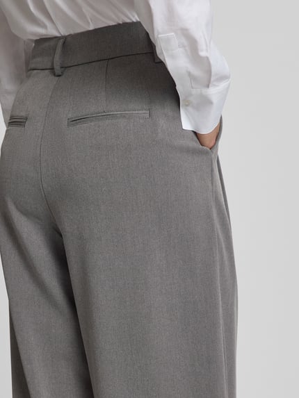 MSCH Copenhagen Baggy fit stoffen broek met plooien, model 'Henrika' Middengrijs - 3