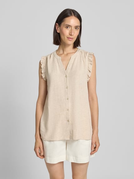 Smith and Soul Blousetop van viscosemix met V-hals Offwhite gemêleerd - 4
