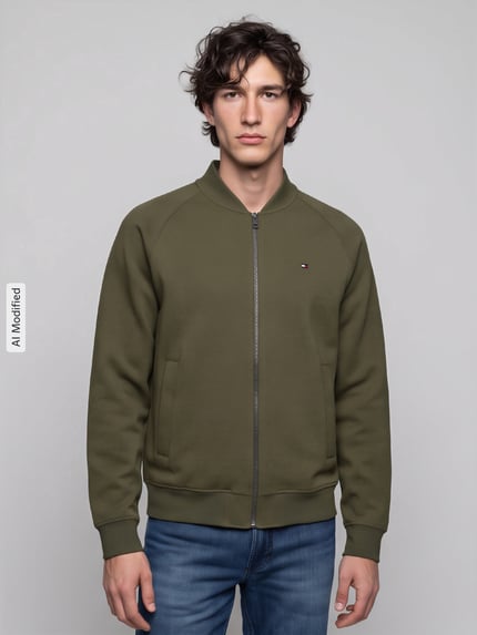 Tommy Hilfiger bluza rozpinana o kroju regular fit z mieszanki bawełny Oliwkowy 4