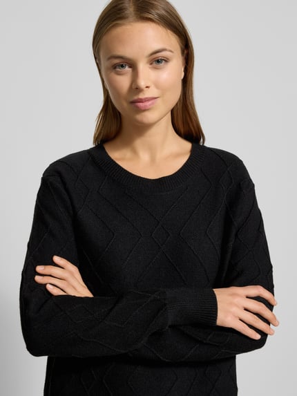 FREE/QUENT Sukienka z dzianiny z mieszanki wiskozy model ‘Saturn’ Czarny 3