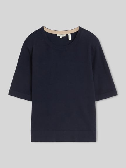 Tom Tailor Regular Fit Pullover aus Baumwoll-Mix mit Seiden-Anteil                                                                                                                                                                                                                                                                               ' Marine 2
