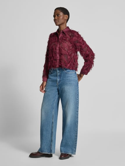 Selected Regular fit overhemdblouse in semi-transparante look, model 'MYLINE' Prune - 1