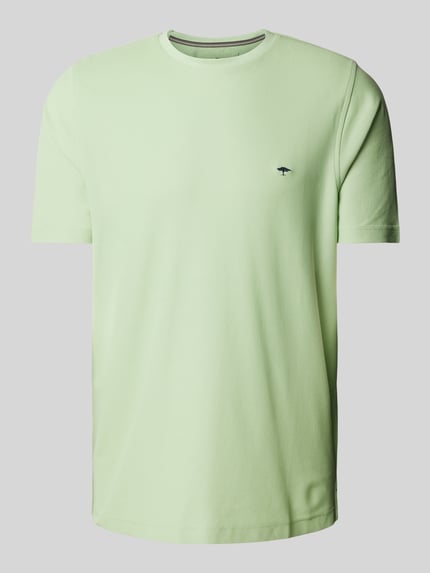 Fynch-Hatton T-Shirt mit Logo-Stitching Hellgruen Melange 2