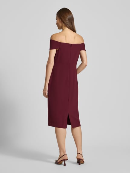 Lauren Ralph Lauren Knielanges Cocktailkleid mit Knoten-Detail Modell 'TAKOTA' Bordeaux 5