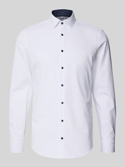 Jake*s Slim Fit Business-Hemd mit Knopfleiste Weiss 2