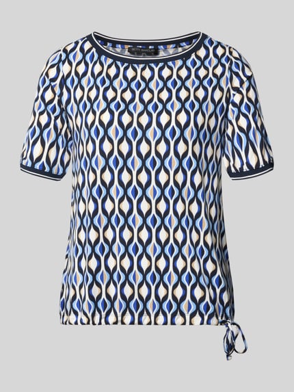 Produktfoto, T-Shirt im Allover-Look von Betty Barclay, damski t-shirt, mieszanka wiskozy i elastanu, krój regular fit, okrągły dekolt, tunel, długość tyłu w rozmiarze 36: 63 cm
