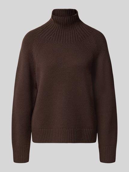 Productfoto, Strickpullover aus reinem Leinen van MICHAEL Michael Kors in donkerbruin, losse pasvorm, ribkraag, raglanmouwen, geribde boorden, puur linnen, ruglengte 67 cm, mouwlengte 48 cm