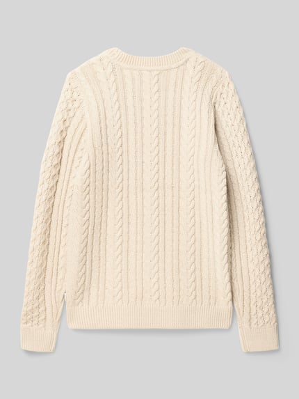 JACK & JONES Regular fit gebreide pullover met structuurmotief, model 'Sean' Ecru - 3