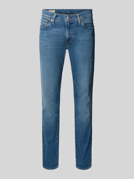 Productfoto, blauwe smalle 'Jeans met 5-Pocket-Design' van Levi's®, katoen-elastaan mix, knoop- en ritssluiting, herenmode.
