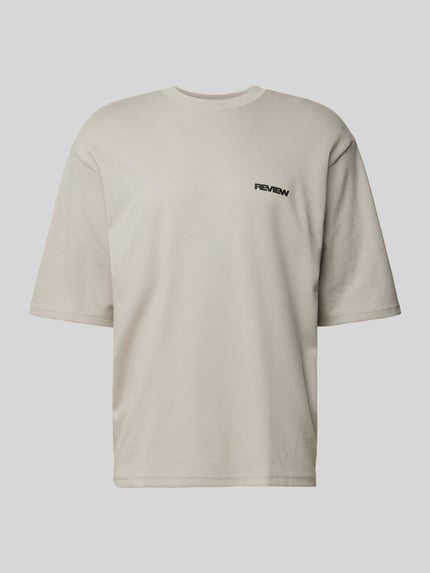 REVIEW Oversized T-shirt met labelprint Middengrijs - 2