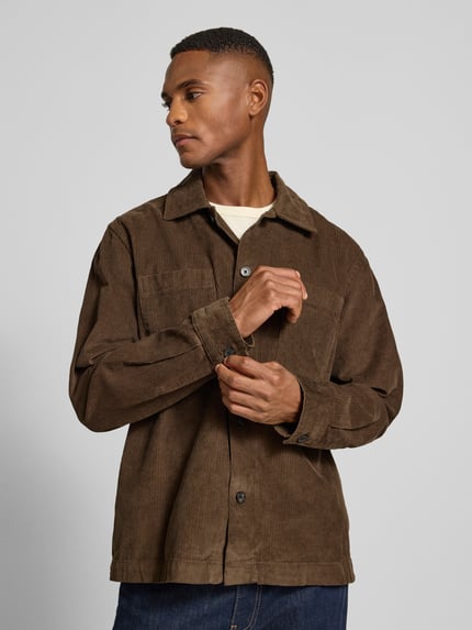 Selected Regular Fit Hemdjacke aus reiner Baumwolle Modell 'REGTATE' Dunkelbraun 3