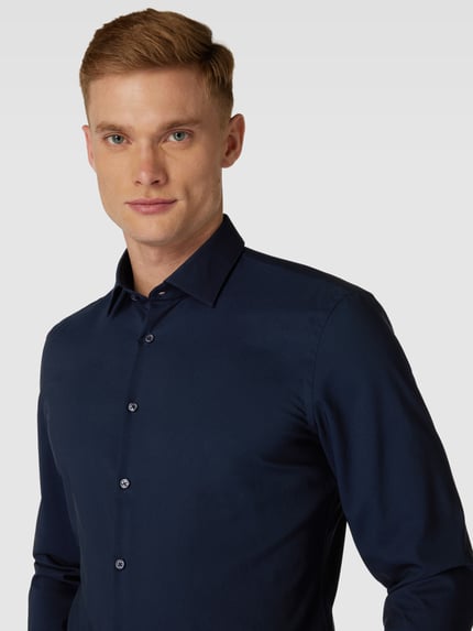 Jake*s koszula o kroju slim fit biznes z kołnierzykiem typu kent Granatowy 3
