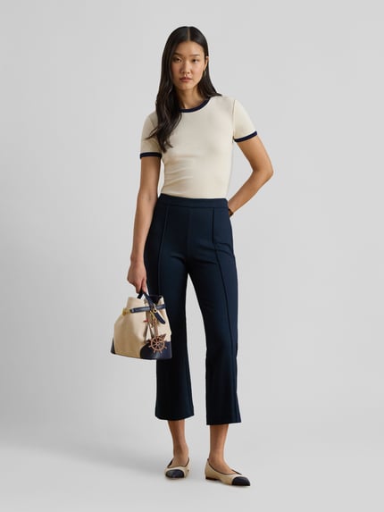 Lauren Ralph Lauren Spodnie o kroju slim fit o dł. 7/8 z ozdobnym szwem Granatowy 1
