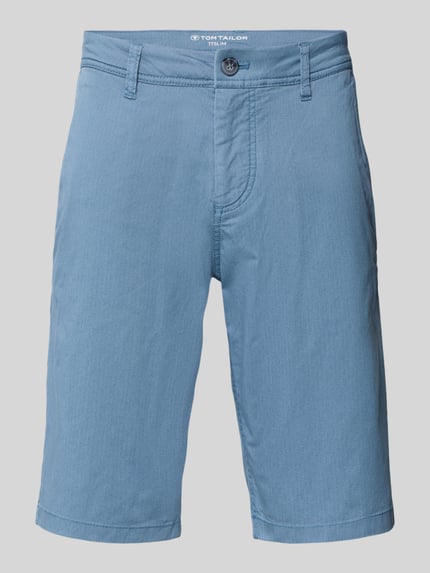 Produktfoto, Slim Fit Chinoshorts aus katoenmix van Tom Tailor met all-over geweven motief, twill, steekzakken, lichtblauw
