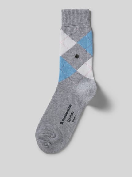 Burlington Socken mit Zickzack-Muster Modell 'Queen' Hellgrau 1