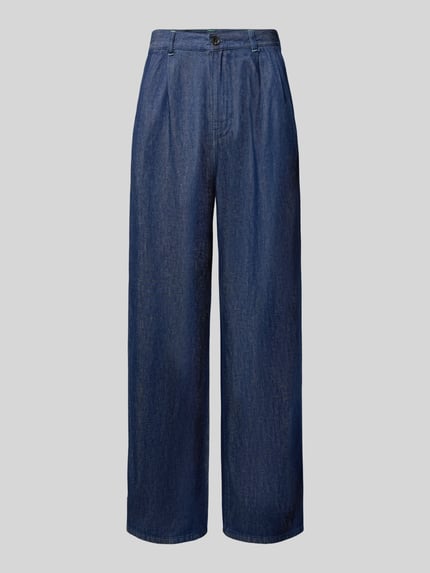 Produktfoto, Loose Fit Jeans mit Eingrifftaschen von Scotch & Soda aus Baumwoll-Lyocell-Mix, blaue Farbe, gerade Form, strukturierte Oberfläche.