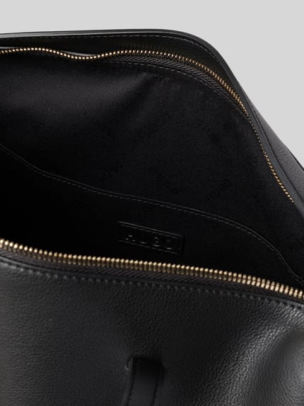 Produktfoto, czarna torebka Henkeltasche in Leder-Optik Modell 'Meelo_Tote' od HUGO, faktura skóropodobna, wyraźny zamek, kontekst: damska torebka od HUGO