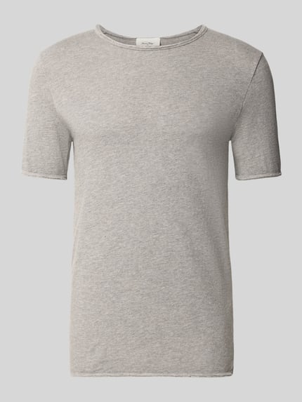 Produktfoto, Slim Fit T-Shirt mit Rundhalsausschnitt Modell 'Sonoma' von American Vintage, Reine Baumwolle in Hellgrau, Kurzärmelig, Rückenlänge bei Größe M 63 cm