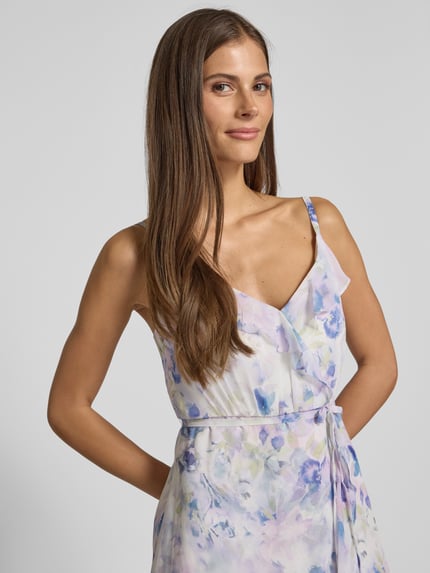 Jake*s Cocktail Midi-jurk met volants en strikceintuur Ecru - 3