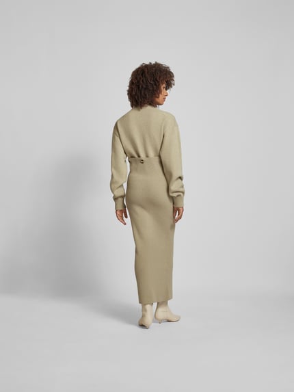 Nanushka Gebreide jurk met ribboorden Taupe - 5