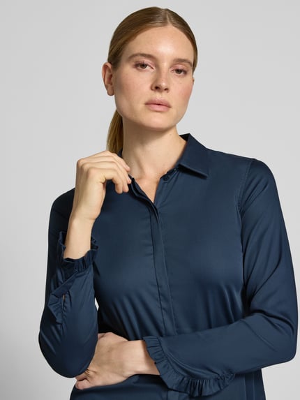 MOS MOSH Hemdbluse aus Baumwoll-Mix Modell 'Mattie' Marine 3