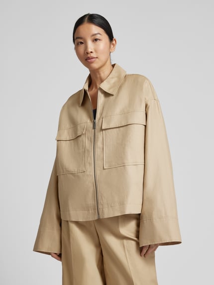 Jake*s Studio Woman Loose Fit Hemdjacke aus Baumwoll-Leinen-Mix Mud 4