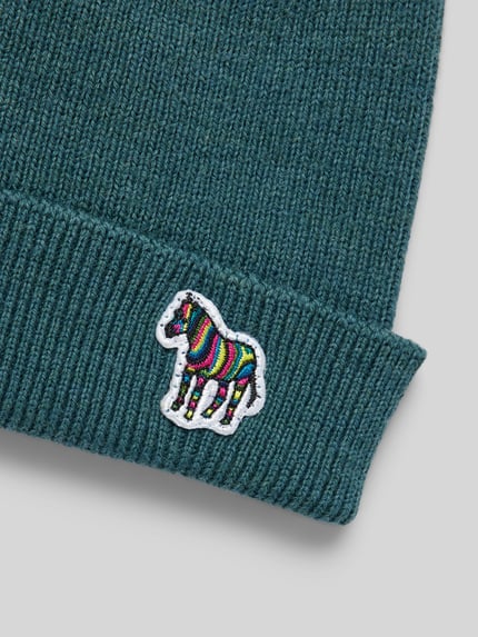 Paul Smith Wollmütze mit Label-Patch Modell 'ZEBRA' Gruen 2