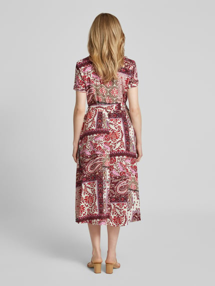 Christian Berg Woman Selection Midi-jurk met strikceintuur Felroze - 5