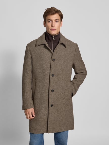 Selected Płaszcz wełniany o kroju regular fit z wykładanym kołnierzem model ‘ARCHIVE’ Jasnobrązowy 4