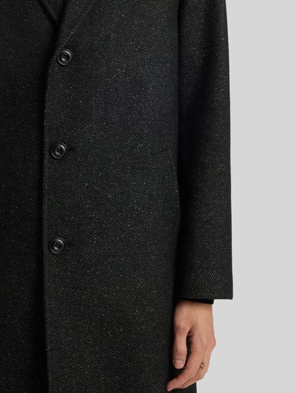 HUGO Płaszcz wełniany o kroju regular fit z diagonalu model ‘MALTE2541’ Czarny 6