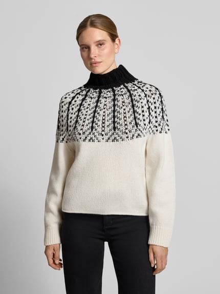Closed Sweter z dzianiny z wełny ze stójką Złamany biały 4