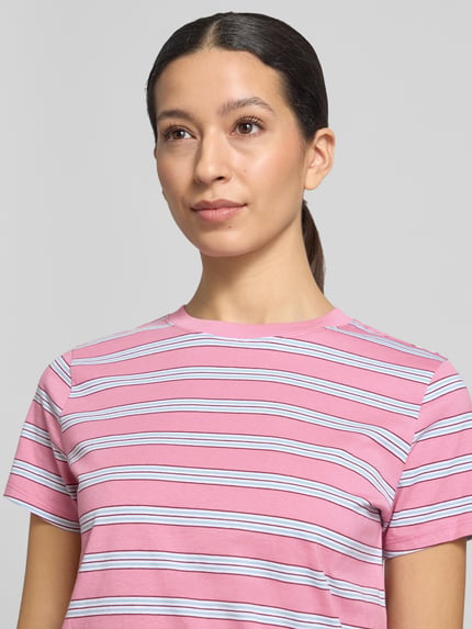 Tom Tailor Denim Regular fit T-shirt van puur katoen Felroze - 3