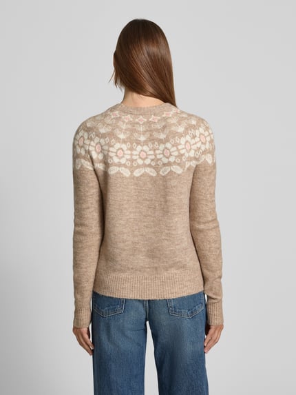 VERO MODA Regular Fit Strickpullover mit Woll-Anteil Modell 'SIMONE' Taupe 5