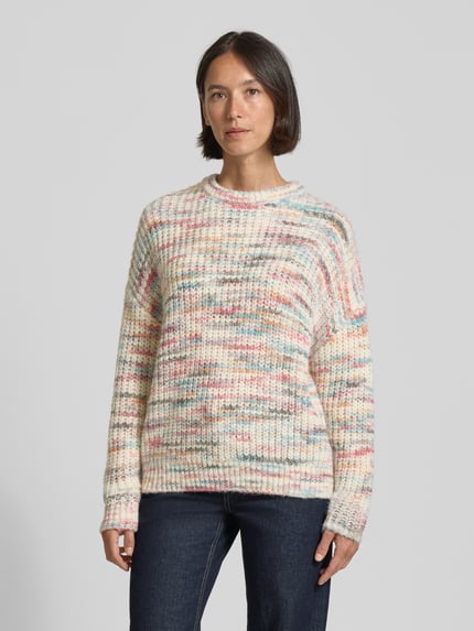 Jake*s Casual Oversized Pullover in Strick-Optik mit Woll- und Alpaka-Anteil Ecru 4