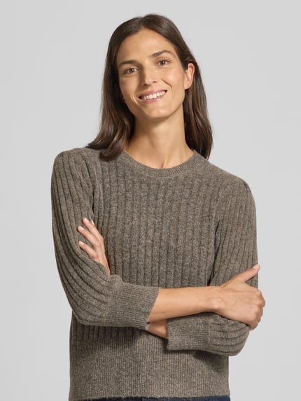 FREE/QUENT Gebreide pullover met structuurmotief, model 'HARA' Taupe - 3
